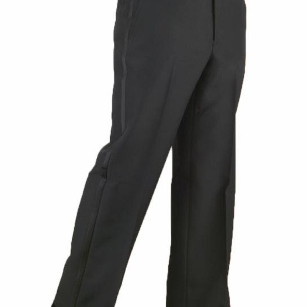 Boys Black Adjustable Flat Front Tuxedo Pants 100% Wool- Formal